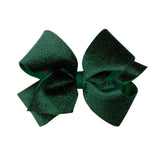 Wee Ones King Sparkle Velvet and Grosgrain Hair Bow- Forest Green