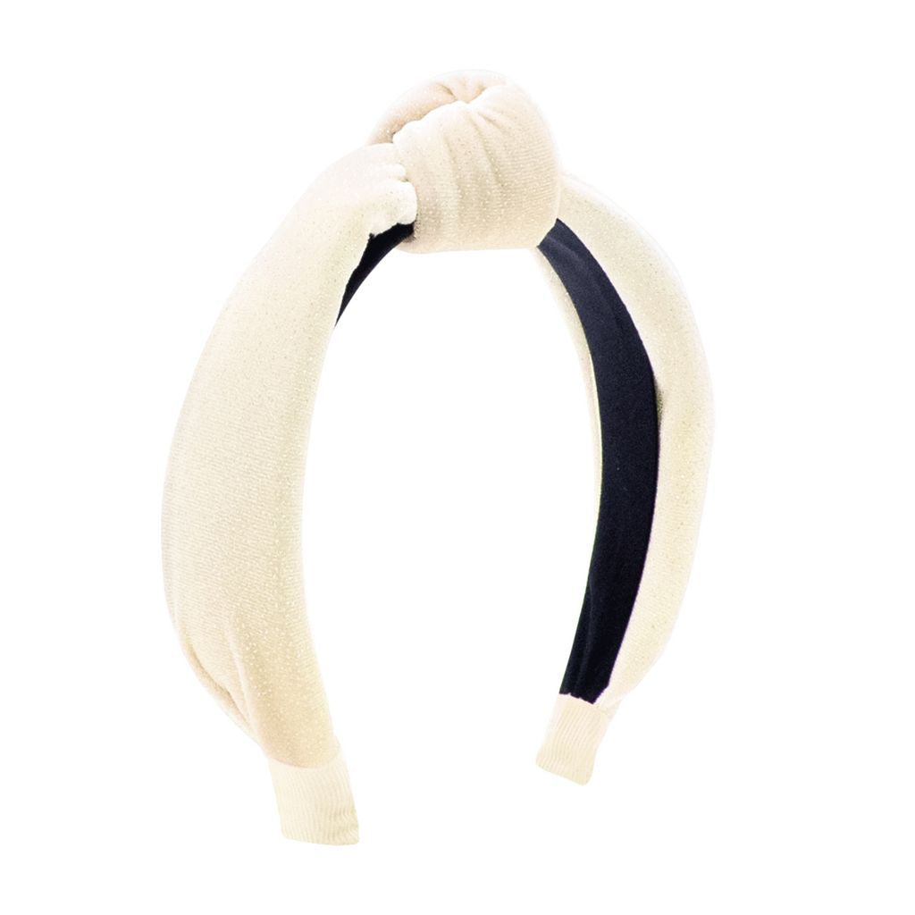 Wee Ones Velvet Sparkle Knot Headband- Antique White