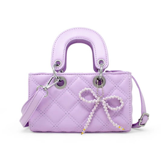 Zomi Gems Quilted Bow Charm Handbag- Purple