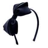 Wee Ones Mini King Pleated Grosgrain Bow Headband- Navy