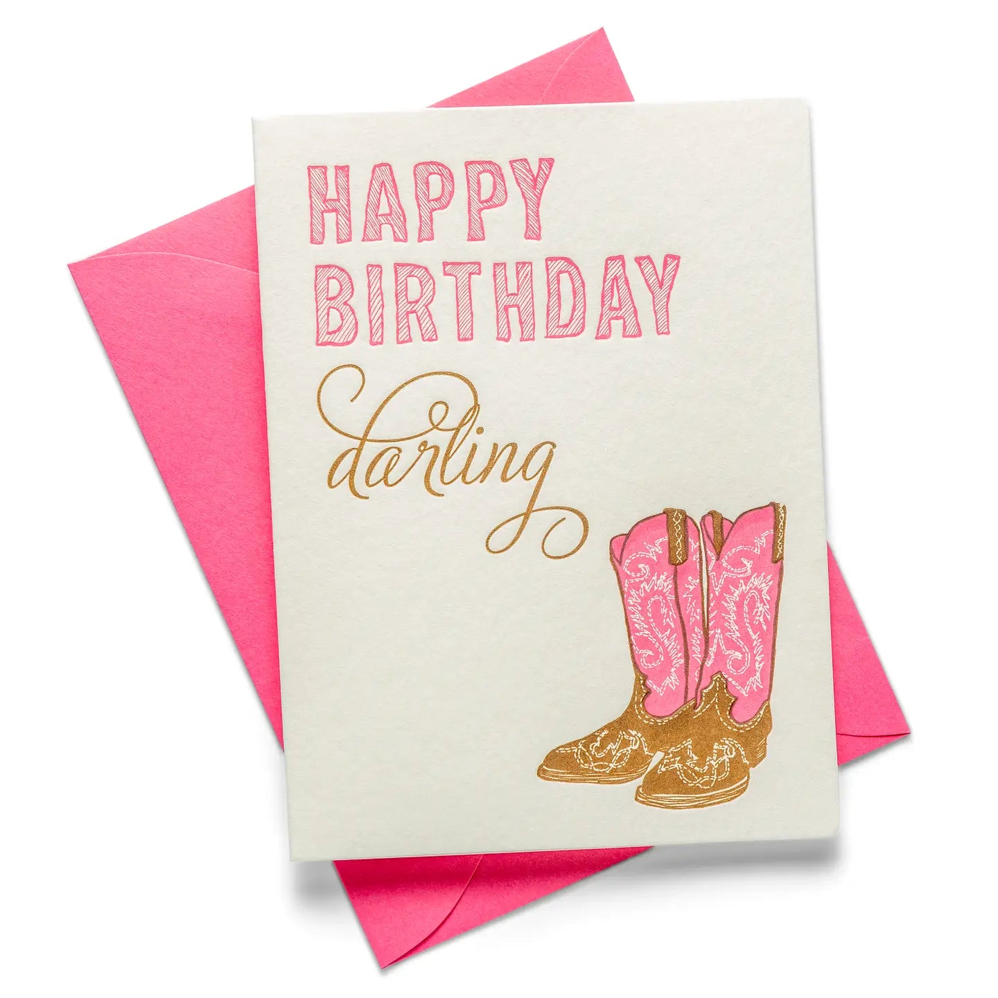 Letterpress Happy Birthday Darling Greeting Card