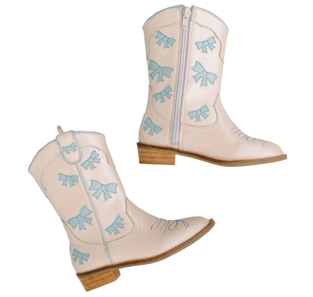Wild + Rae Cowgirl Baby Blue Bow Boots