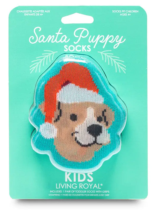 Santa Puppy 3D Packaged Crew Socks