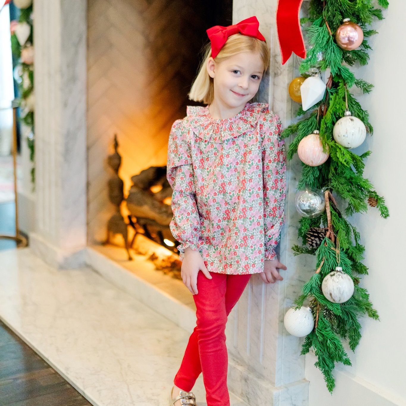 Lila and Hayes Emma Set Girls' Legging Set - Floral Noel