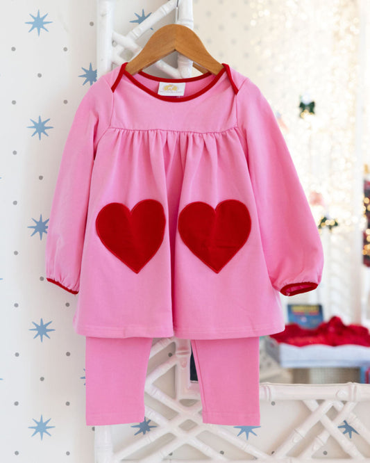 Tabby Pink Hearts Legging Set