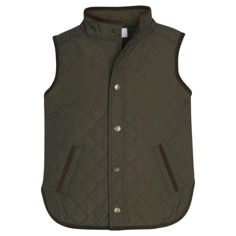Little English Classic Quilted Vest- Olive 