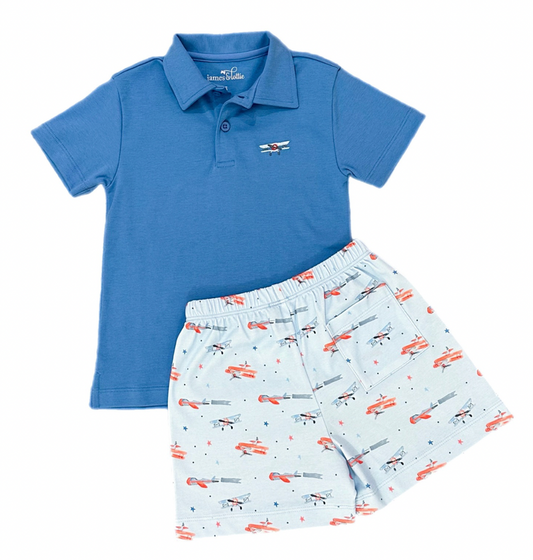 James and Lottie Airplane Shorts Set