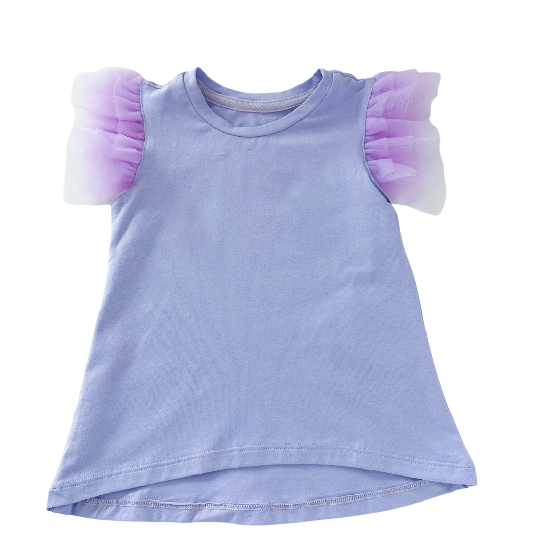 Azarhia Kids Tulle Ruffle Shirt - Lavender