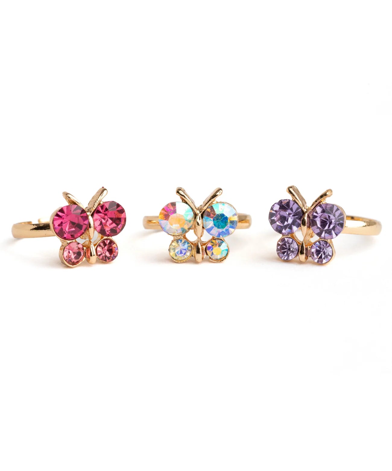 Great Pretenders Boutique Butterfly Gem Ring Set- 3 Pieces