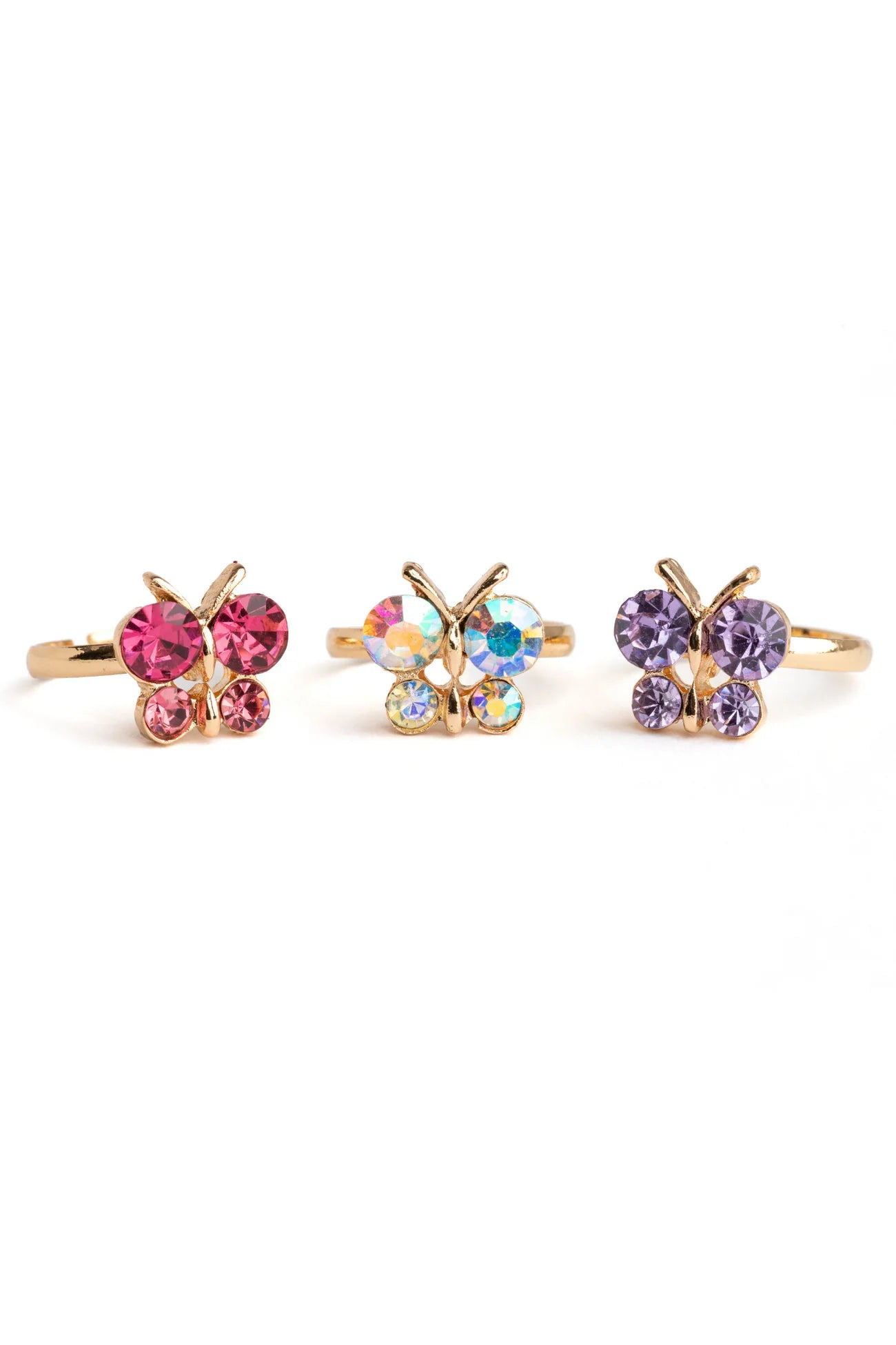 Great Pretenders Boutique Butterfly Gem Ring Set- 3 Pieces