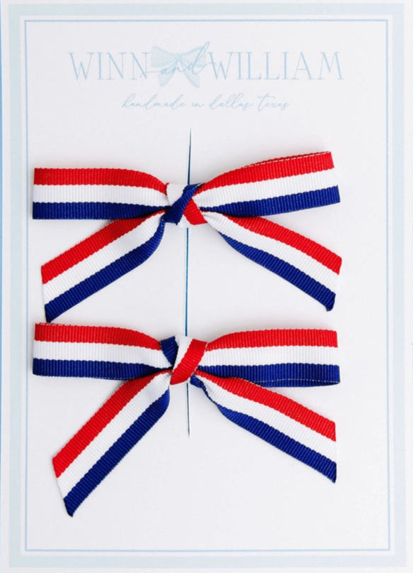 Winn and William Patriotic Ribbon Pig Tail Set