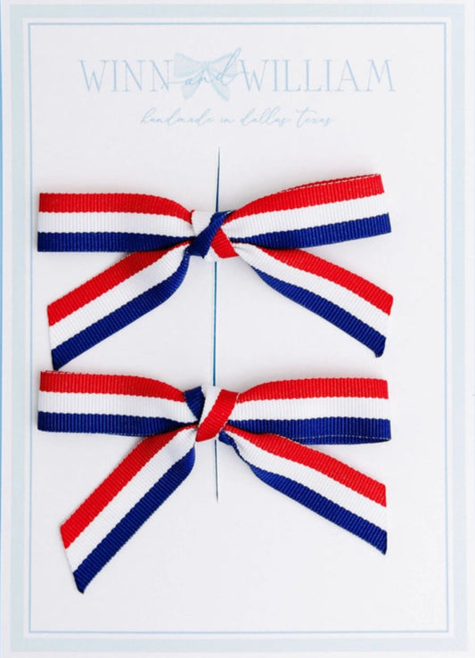 Winn and William Patriotic Ribbon Pig Tail Set