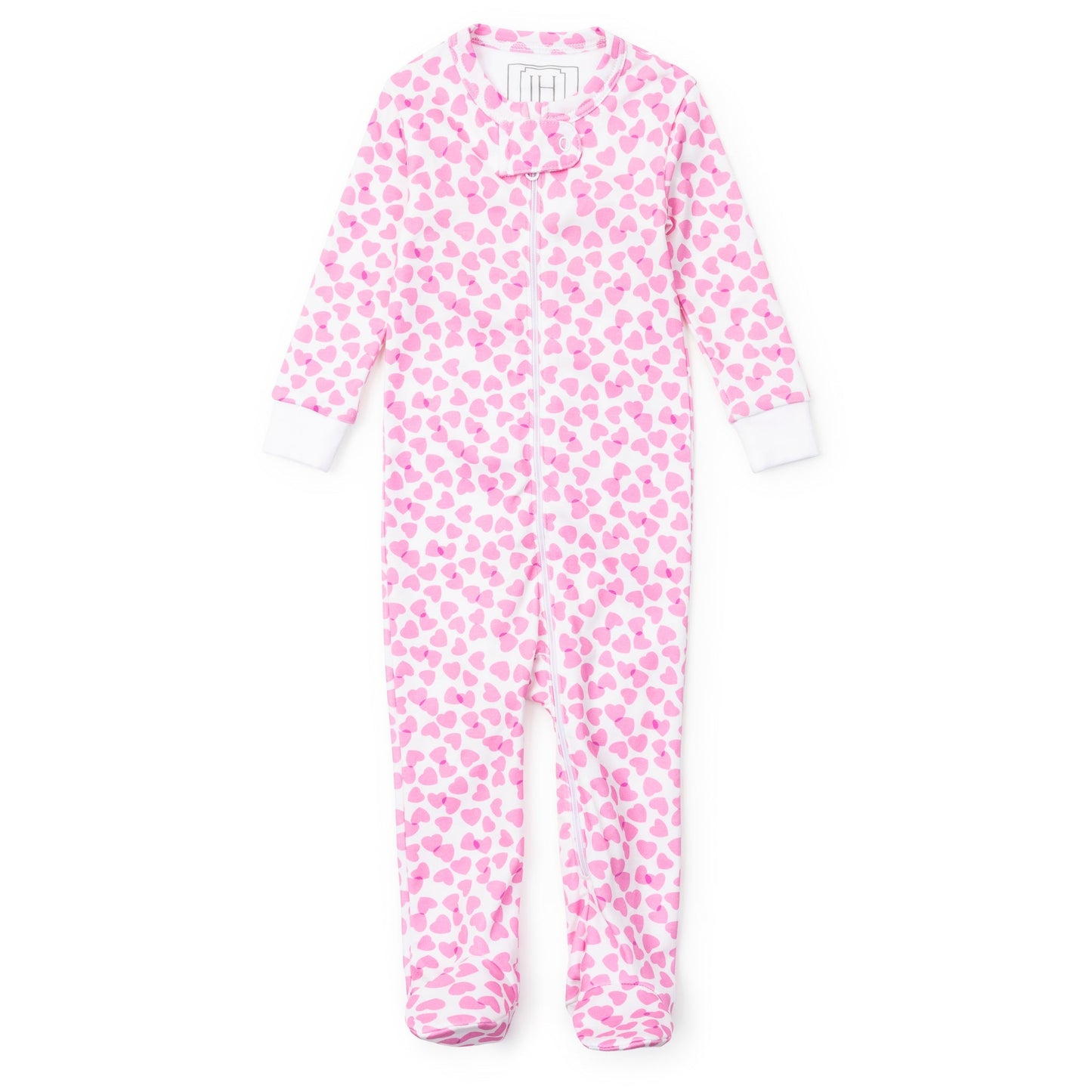 Lila and Hayes Parker Girls' Zipper Pajama - Confetti Hearts Pink