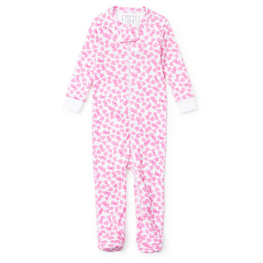 Lila and Hayes Parker Girls' Zipper Pajama - Confetti Hearts Pink