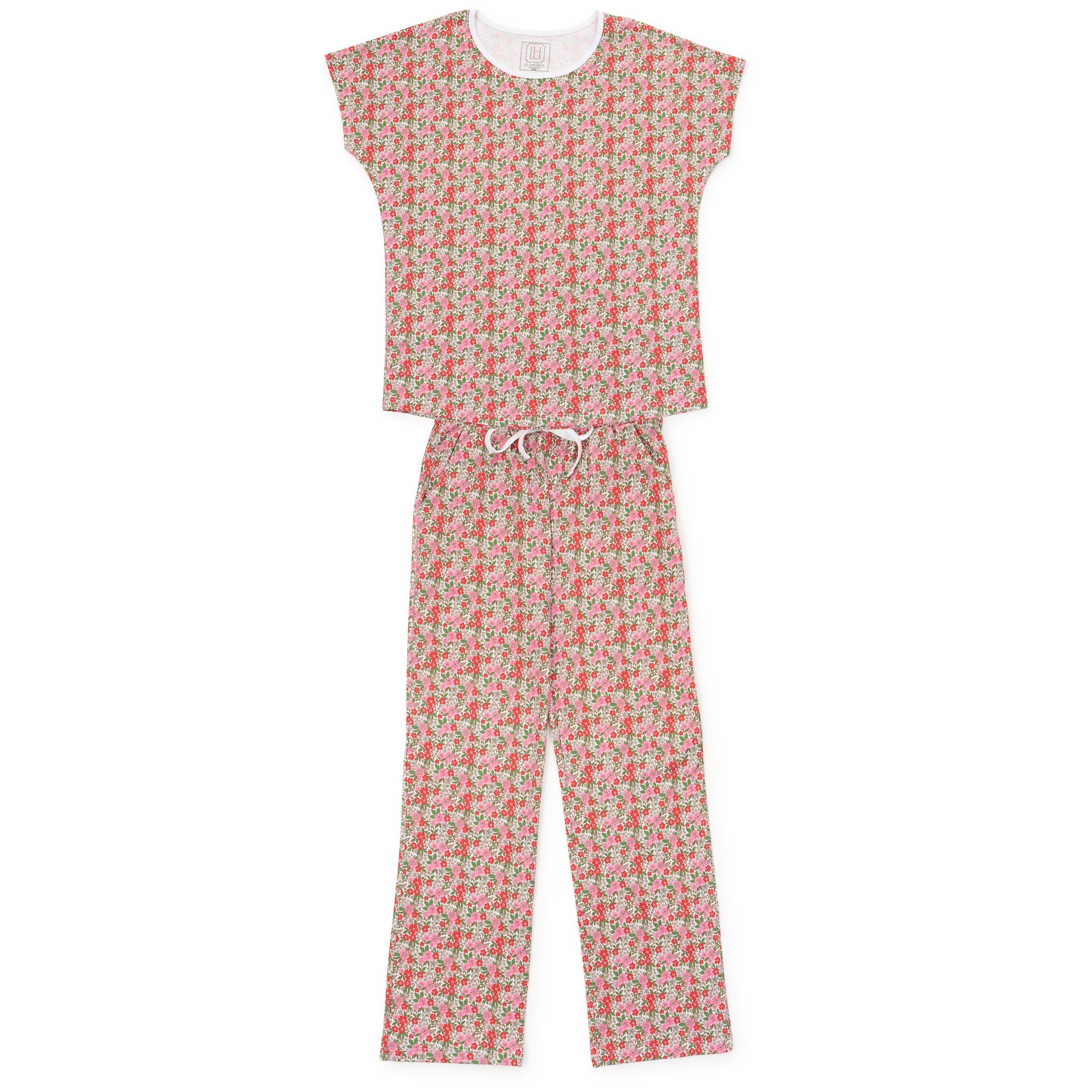 Lila and Hayes Marcia Women's Pima Cotton Pajama Pant Set - Floral Noel