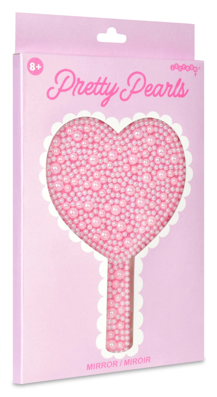 Iscream Pink Pearl Heart Hand Mirror