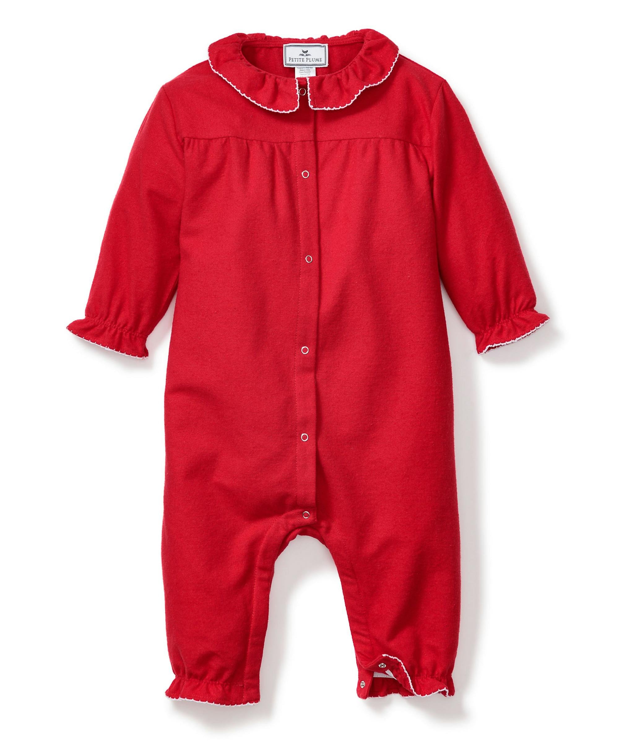 Petite Plume Red Flannel Madeline Romper