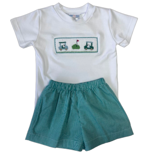 Lulu Bebe Tom Golf Smocked Short Set