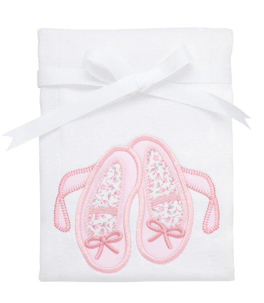 3 Marthas Ballet Shoes Applique Burp Cloth