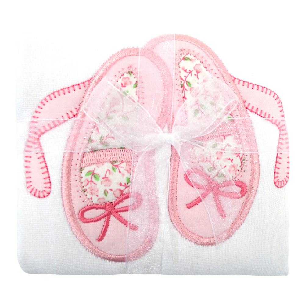 3 Marthas Ballet Shoes Applique Burp Cloth