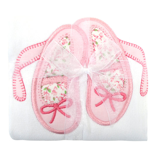 3 Marthas Ballet Shoes Applique Burp Cloth