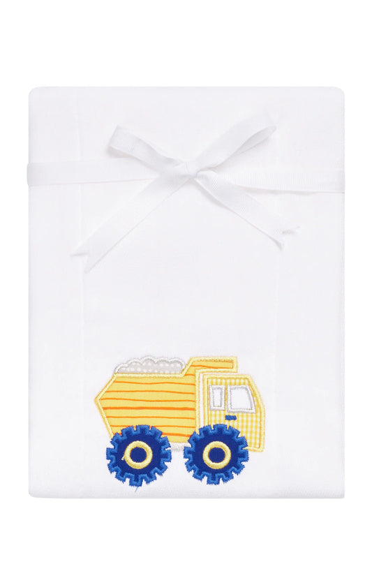 3 Marthas Dump Truck Applique Burp Cloth