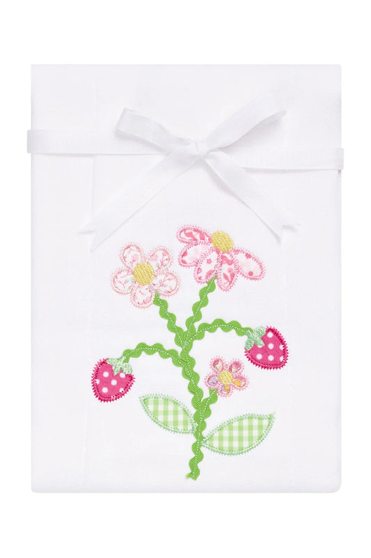 3 Marthas Strawberry Applique Burp Cloth