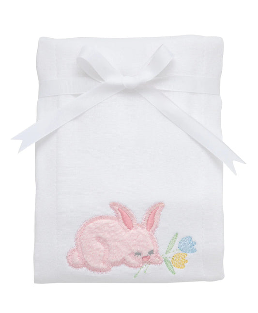 Pink Bunny Applique Burp Cloth