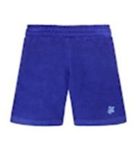 Embroidered Turtle Terry Bermuda Shorts- Blue