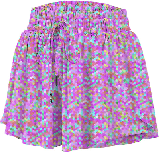 Azarhia Butterfly Confetti Stars Flowy Shorts