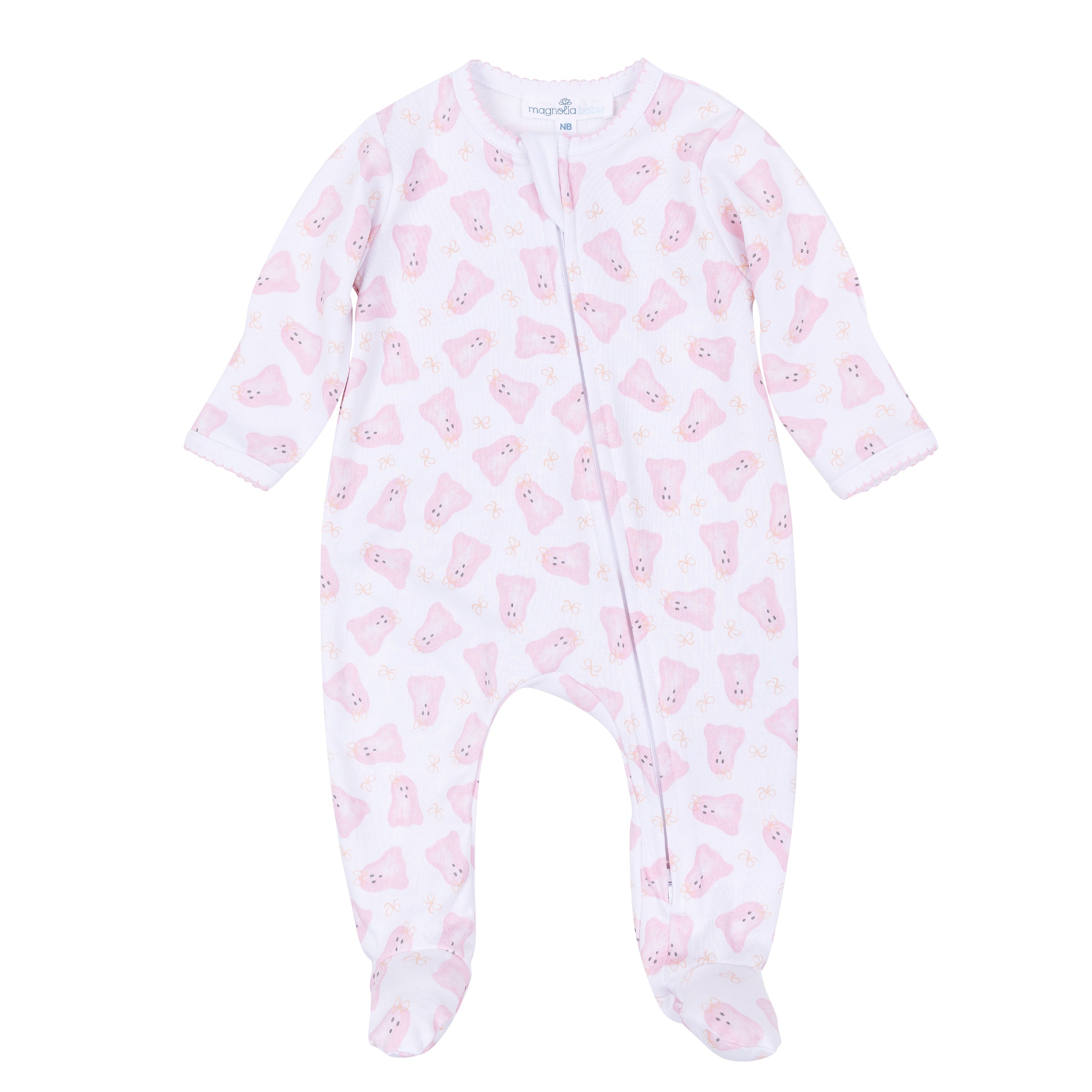 Magnolia Baby Baby Boo Printed Zipper Footie- Pink