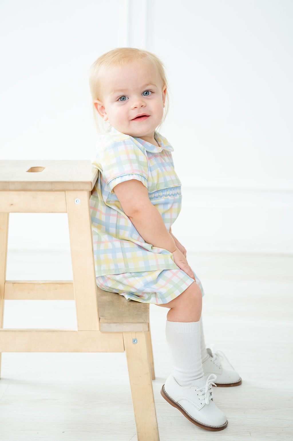 Ruth and Ralph Pastel Smocked Easter Plaid Samuel Shirt/Shorts Set