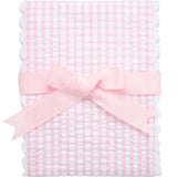 3 Marthas Big Check Fancy Fabric Burp Cloth- Pink with White Trim