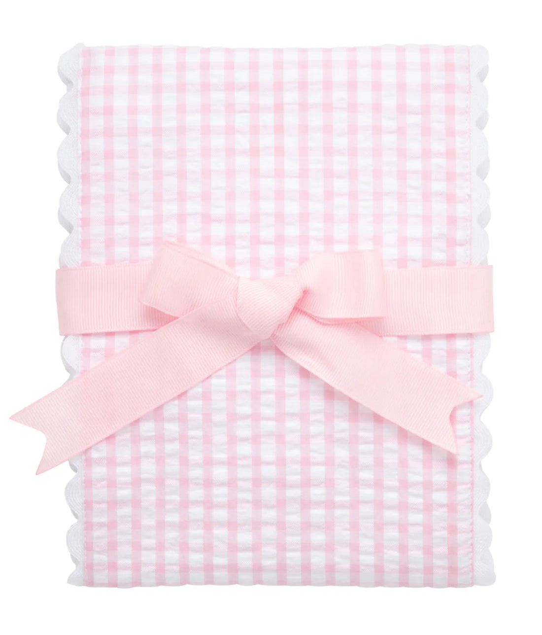 3 Marthas Big Check Fancy Fabric Burp Cloth- Pink with White Trim