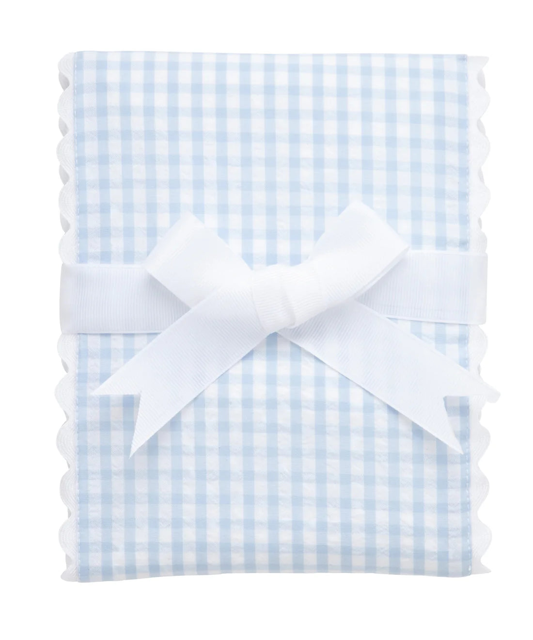 3 Marthas Big Check Fancy Fabric Burp Cloth- Blue with White Trim