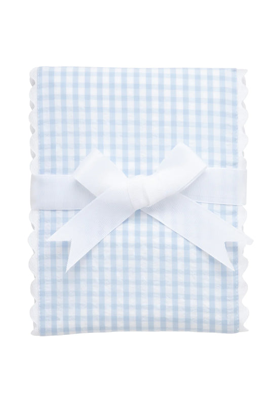 3 Marthas Big Check Fancy Fabric Burp Cloth- Blue with White Trim