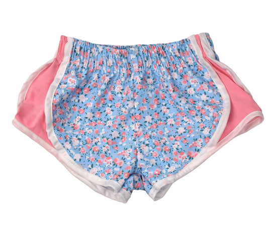  Funtasia Too Athletic Shorts - Blue Floral With Pink Sides