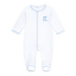 Magnolia Baby Darling Cowboy Boots Footie- Light Blue