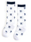 Navy Bow Scalloped Knee High Socks