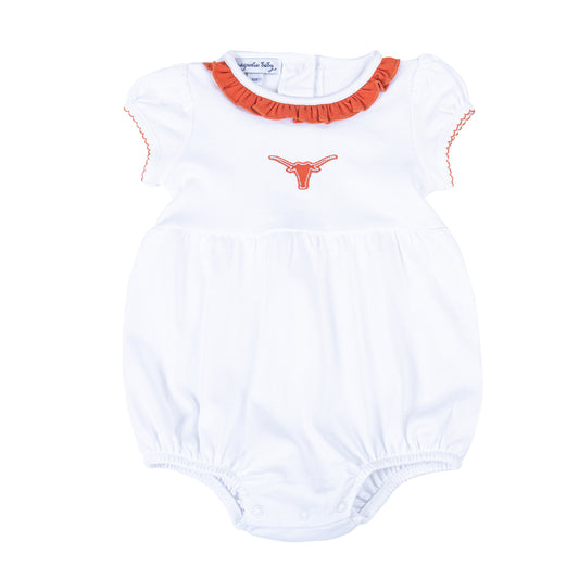 Magnolia Baby Lil' Longhorn Embroidered Short Sleeve Girl Bubble