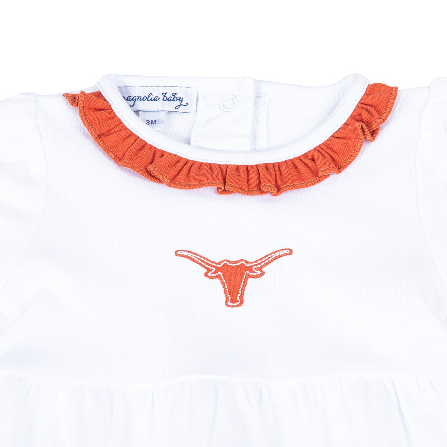 Magnolia Baby Lil' Longhorn Embroidered Short Sleeve Girl Bubble