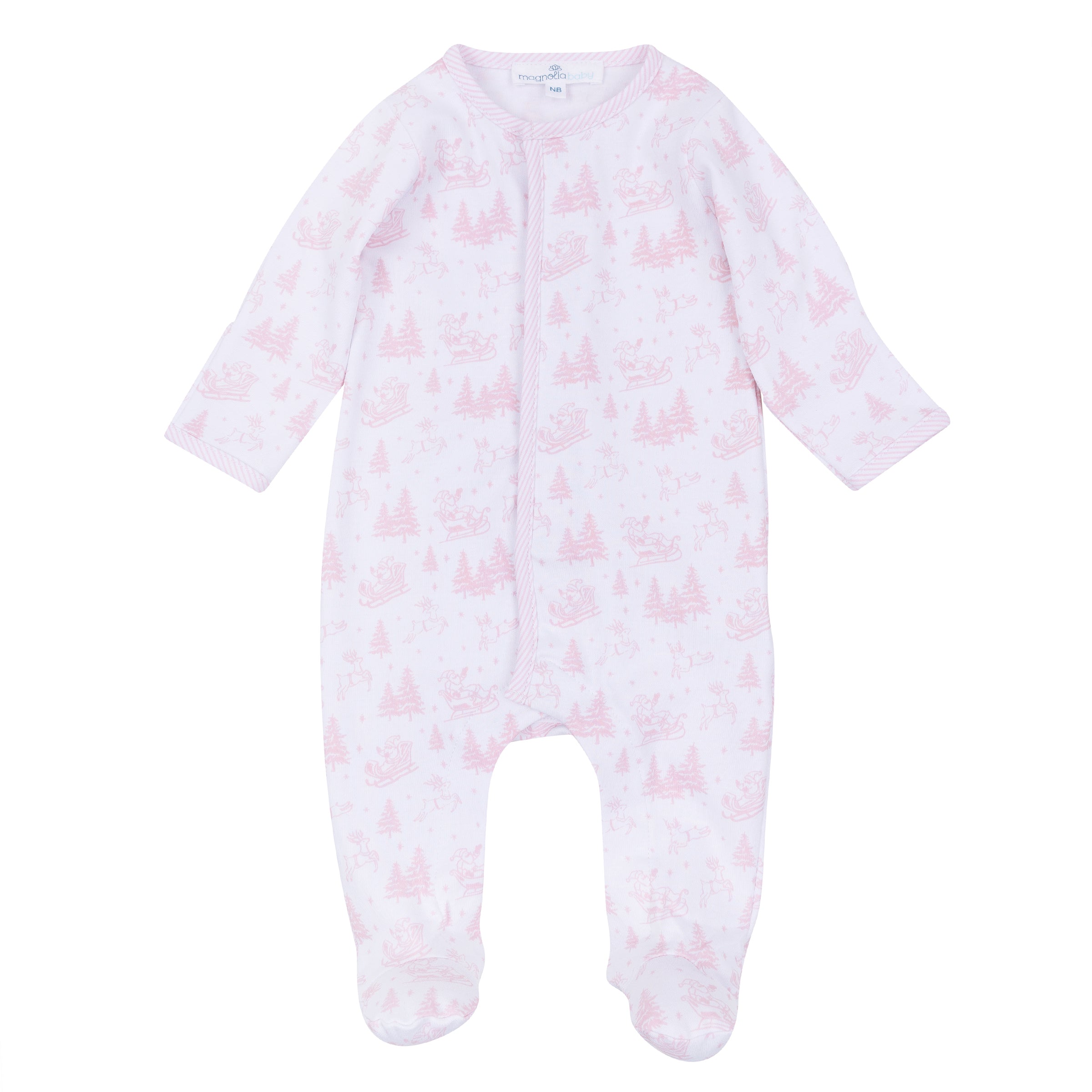 Magnolia Baby Holiday Toile Footie- Pink