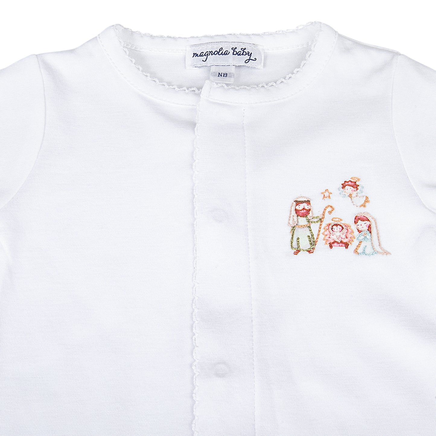 Magnolia Baby A Child Is Born Embroidered Footie