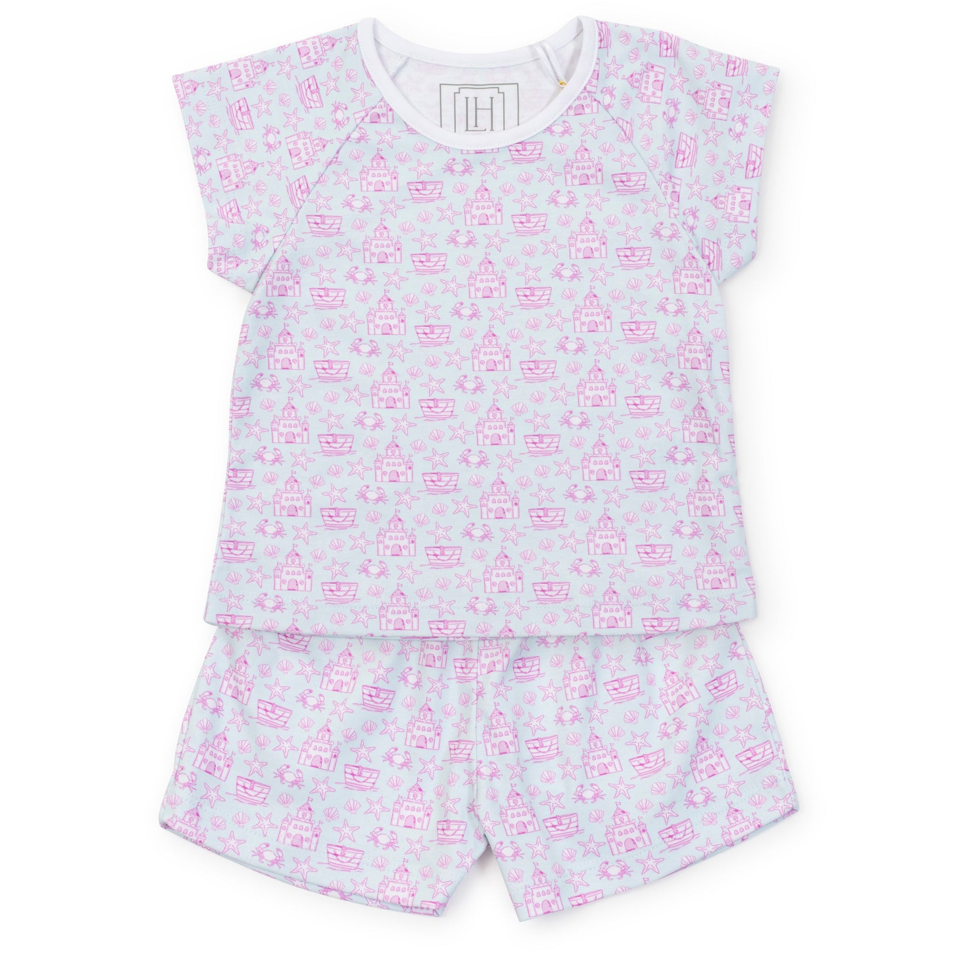 Lila and Hayes Emery Girls' Short Set - Sandcastles Pink