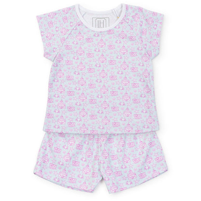 Lila and Hayes Emery Girls' Short Set - Sandcastles Pink