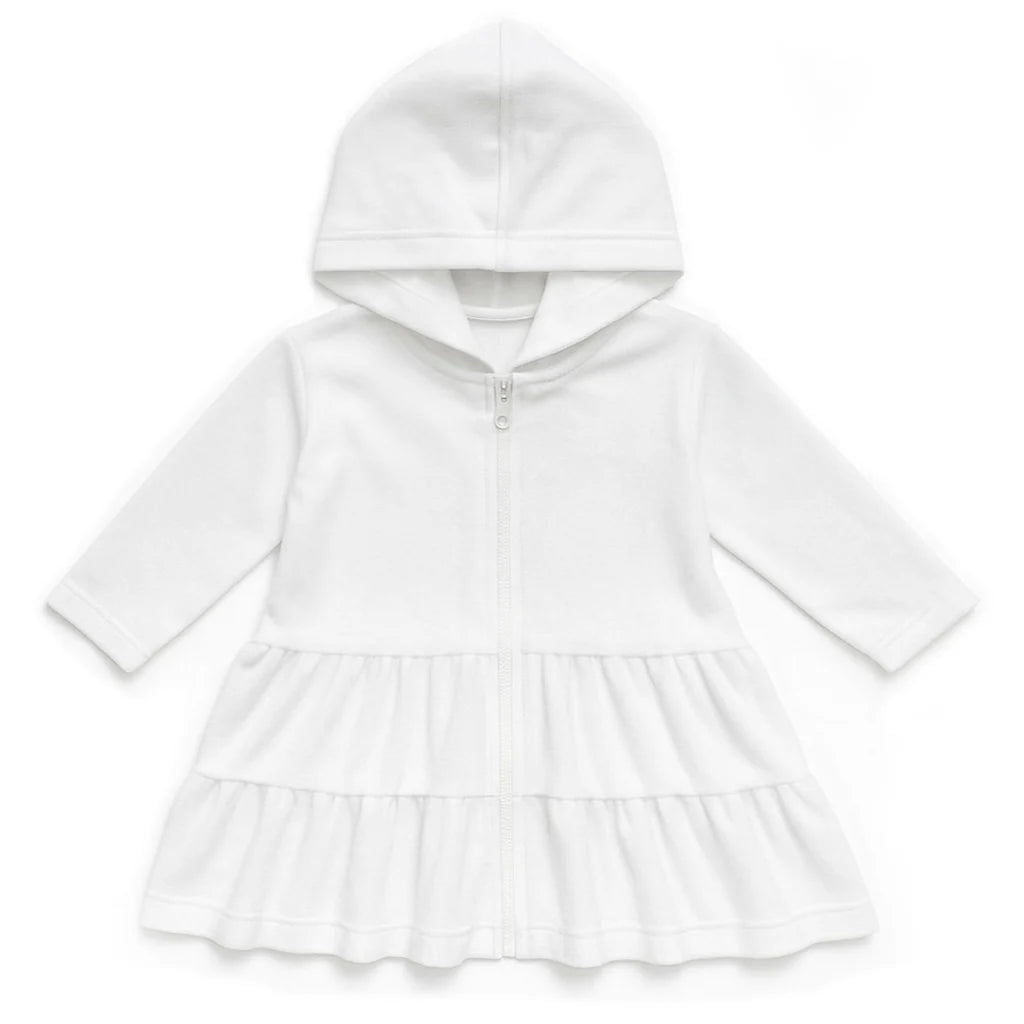 Florence Eiseman White Hooded Coverup With Tiers