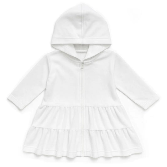 Florence Eiseman White Hooded Coverup With Tiers