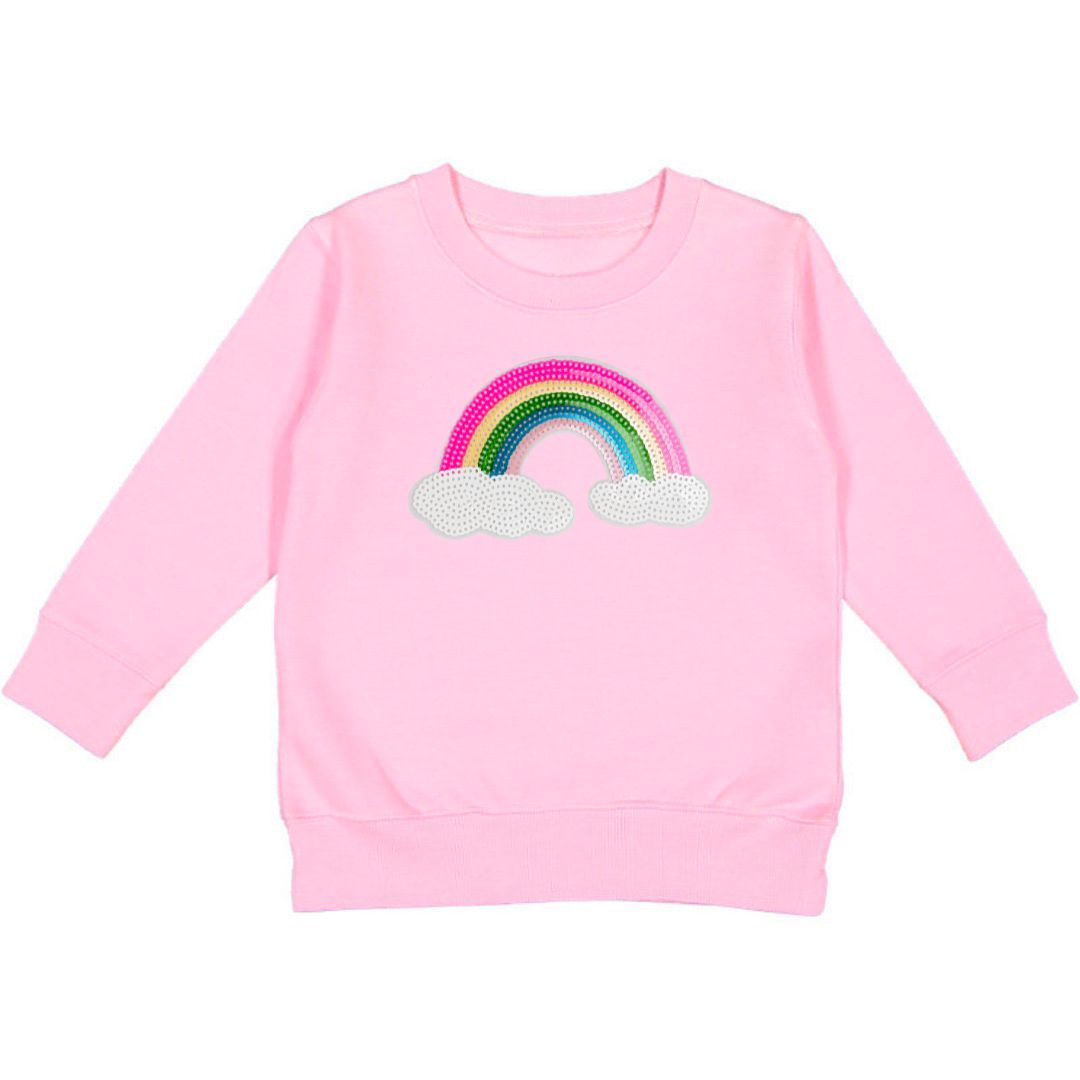 Sweet Wink Rainbow Sequin Patch Sweatshirt - Pink