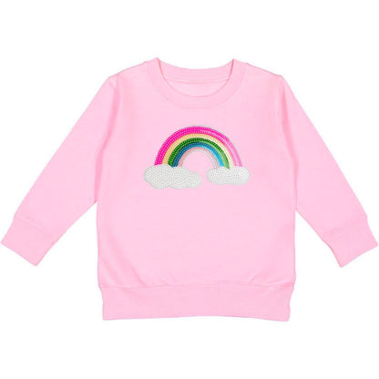 Sweet Wink Rainbow Sequin Patch Sweatshirt - Pink