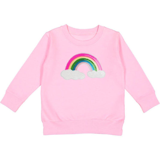 Sweet Wink Rainbow Sequin Patch Sweatshirt - Pink